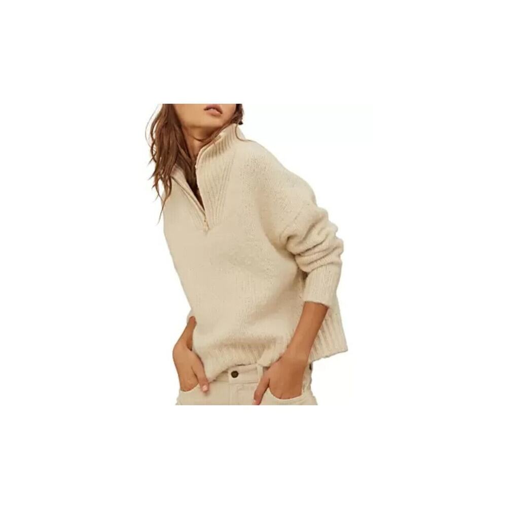 Ba & Sh Calla Wool Quarter Zip Sweater Off White Size 1 (US XS) 400098